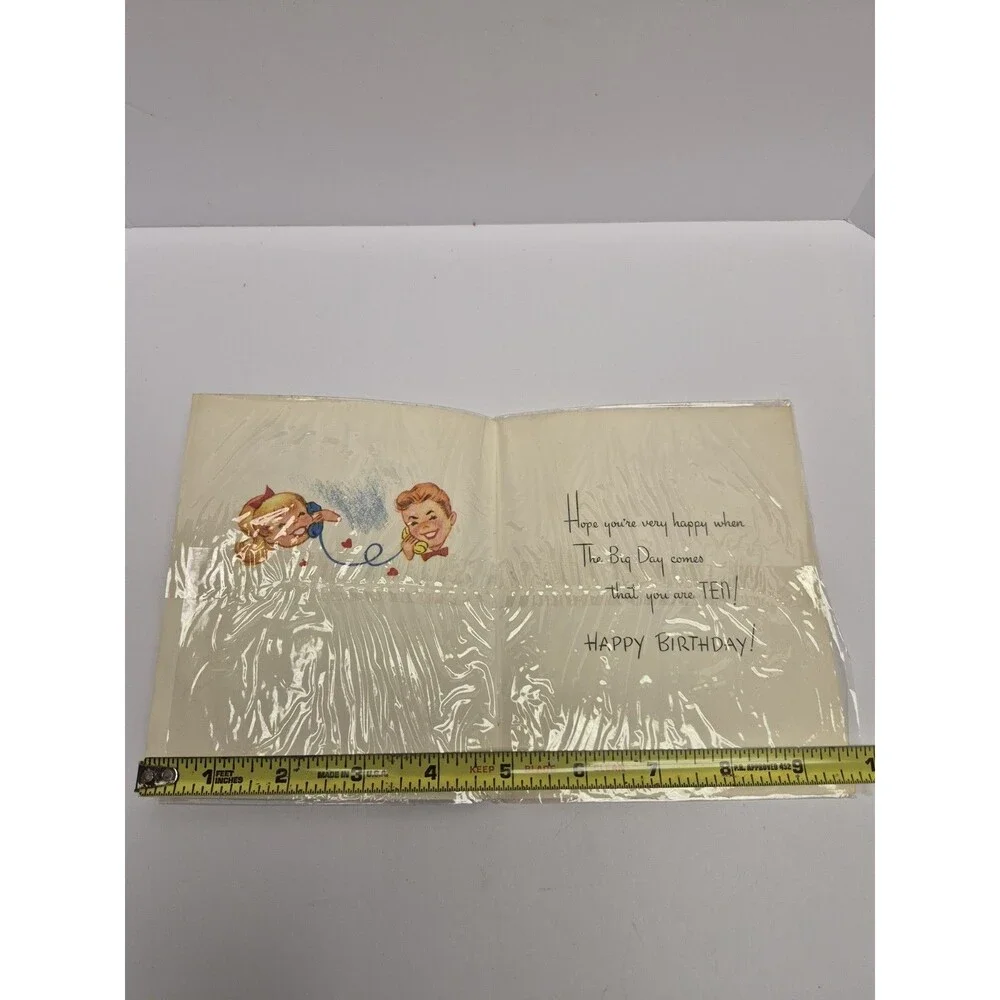 Vintage Greeting Cards Childrens Birthday Age 10 And 7 Plus Anniversary Card